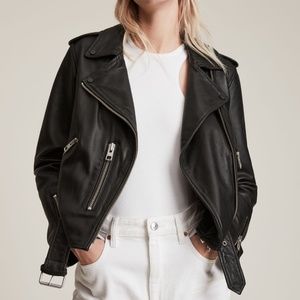 All Saints Black Leather Balfern Jacket